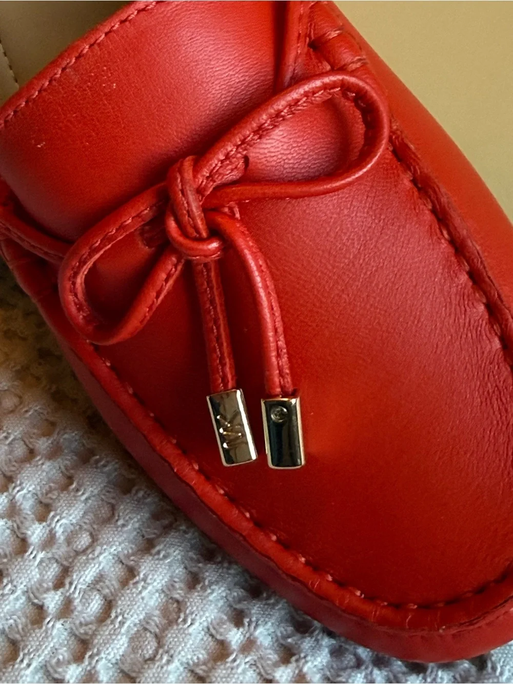 Michael Kors Coral Leather Bow Moccasin